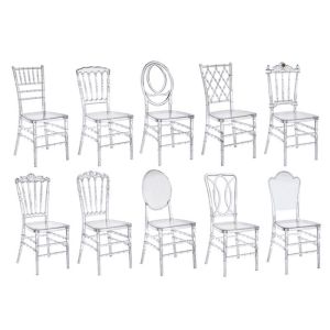 Bride Groom Resin Wedding Banquet Chairs Stackable Chiavari Diamond Crystal