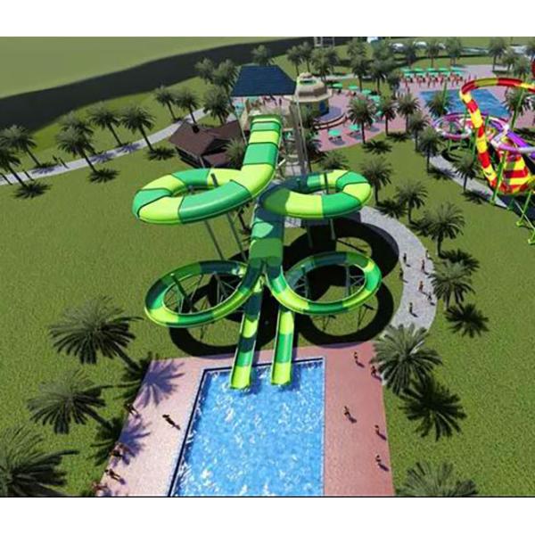 Commercial Dual Flume Water Park Slide Anti Rust 15m Fiberglass Spiral Water