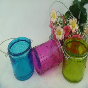 China hanging colored glassware sets candle holder on sale