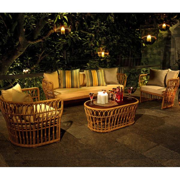 Large Rattan Casual Dining Set Villa Patio Garden Courtyard Hand Woven Couch Home