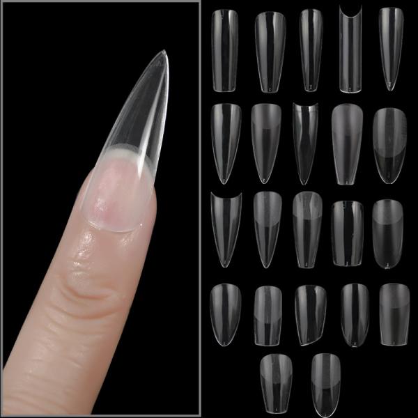 550 PCS High Quality Wholesale Full Cover French Transparent Oval Extension Fake Nails for Manicure Tools