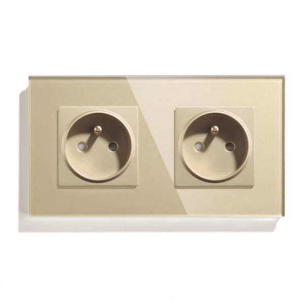 Double Frame Wifi French Plug Socket FR Outlet Glass Panel French Wall Socket 250V