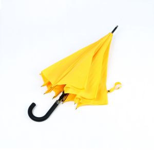 Auto Open Curved Handle Umbrella Black Metal Pole 190T Ployester And Pongee