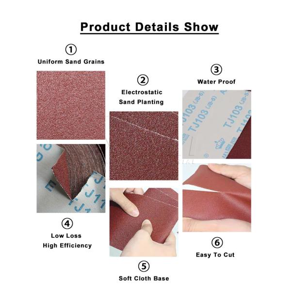 Customized Aluminum Oxide Hand Sanding120 Grit Sand Paper Roll Metal Wood Abrasive Sandpaper Roll Hand Use Waterproof Silicon Carbide Automotive Sand Paper