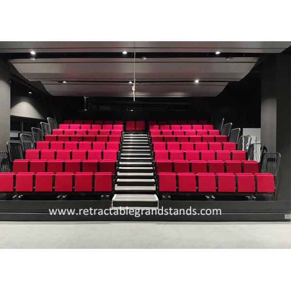 Indoor Cultural Center Retractable Bleachers With Soft Folding Chair Seating
