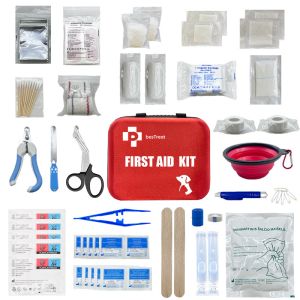 Pain Relief Veterinary First Aid Kit Red Pet Medical Kit Easy Operation
