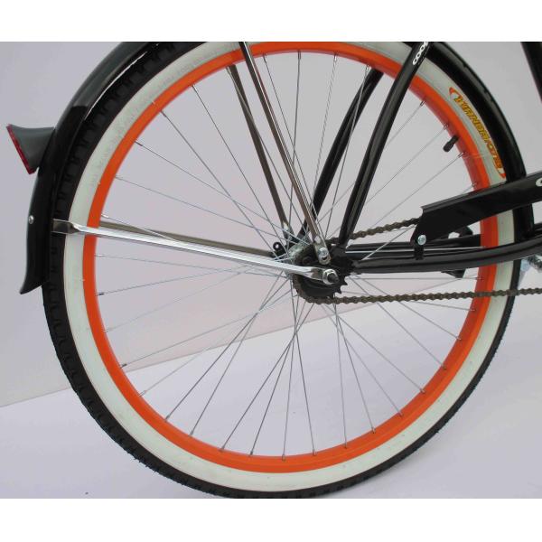 Single Speed Adult Coaster Brake Beach Cruiser Bike with Front Carrier and 26" White Wall Tire