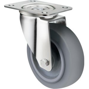 TPR Elastic Thermoplastic Rubber Casters , Black Industrial Rubber Casters