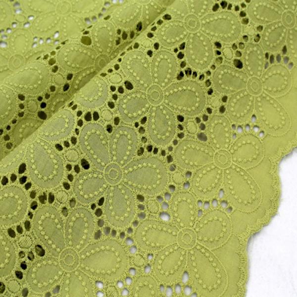 Sustainable Cotton Eyelet Trim Embroidered Mesh Lace Fabric 130cm