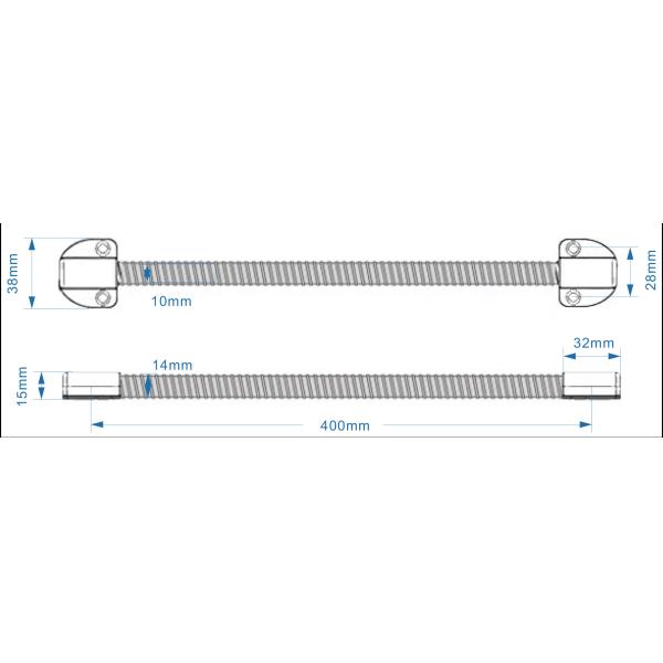 Zinc Alloy Head Access Control Cable Stainless Steel Door Loop 400mm Inside Diameter 10mm