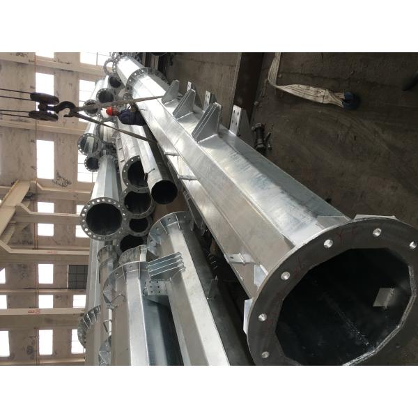 Bitumen Painted Polygonal Galvanized Street Light Pole / Steel Clothesline Pole