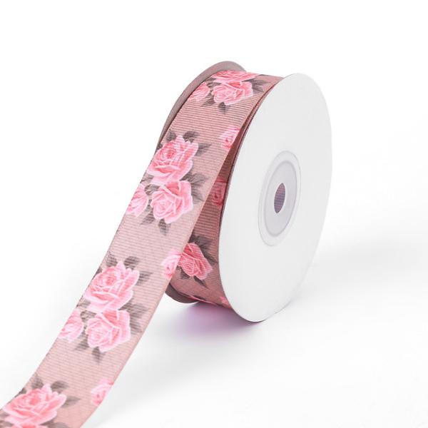 Floral ribbon roll polyester ribbon customized flower printing grosgrain ribbon