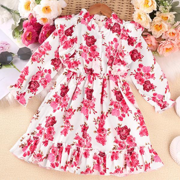 Buy Spring Children'S Clothing Girls New Floral Long Sleeve Princess Dress For Children at wholesale prices
