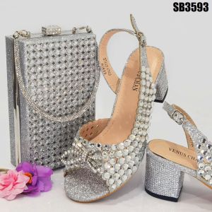 New OEM Ladies fashion Italian shoes matching bag set African women party shoe
