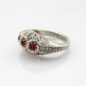 White Gold Plated Sterling Silver Ring with Pink Cubic Zirconia(F58)