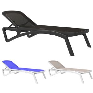 Quality Outdoor Garden Plastic Teslin Stackable Chaise Sun Lounger Chair for Hotel Beach Patio for sale