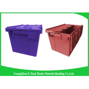 Warehouse Nestable Plastic Tote Boxes / stackable bins with hinged lids