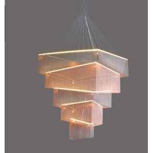 Large aluminum chain tassel lighting modern long staircase chandeliers(WH-CC-31)