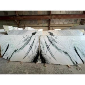 Black Veins White Marble Panda White Wall Flooring Stairs Natural Marble Stone