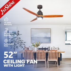 China Remote Control 52 Inch Solid Wood LED Ceiling Fan with Light and Decorative LED Design on sale