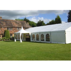 Quality White Canvas Clearspan Fabric Structures Event Tent With Economical Wooden Flooring for sale