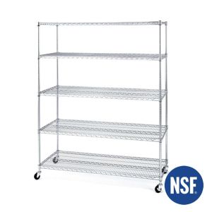 Chrome Commercial Wire Shelving With Casters Heavy Duty NSF Certificate