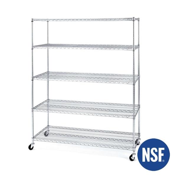 Buy Chrome Commercial Wire Shelving With Casters Heavy Duty NSF Certificate at wholesale prices