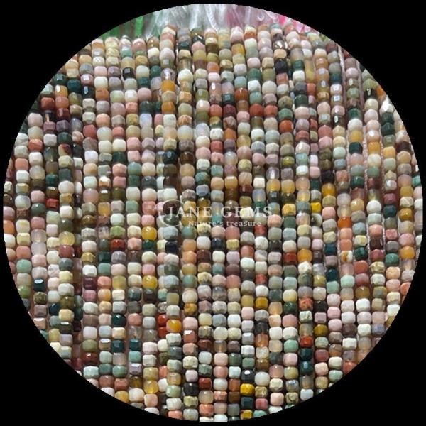 Customizable Cube Square Gemstone Beads Gold Rutilated Quartz Prehnite Loose Strands Beads For Jewelry Making