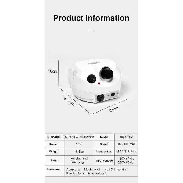 Low Vibration 35000RPM Electric Nail Drill for Nail Salon by Lugx Remove Nail Polish