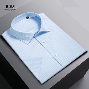 Stretchy Casual Formal Striped Cotton Dressing Shirts For Men in Winter with