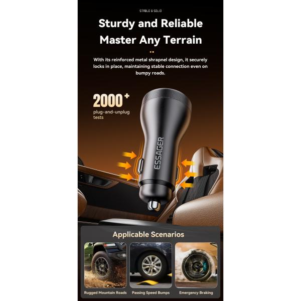 ESSAGER ES-CC17 Series 100W USB-C Car Charger USB Car Port