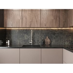 Fitted Pinkish Brown PET Kitchen Cabinets Modern Bespoke Kitchen Cabinets
