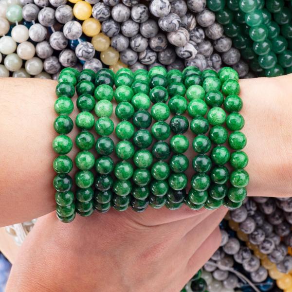Natural Crystal Dark Green Jadeite 8MM Round Loose Beads Gemstone Beads For DIY Jewelry Making