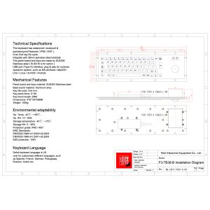 KIOSK IP65/IK07 Stainless Steel Industrial Keyboard With Trackball Waterproof