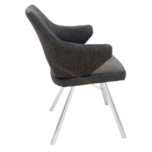 Fabric Upholstered Stainless Steel Dining Chairs Stylish Brushed Coned Legs