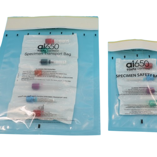 AI 650 Leakproof Biohazard Specimen Transport Bag Yellow Label
