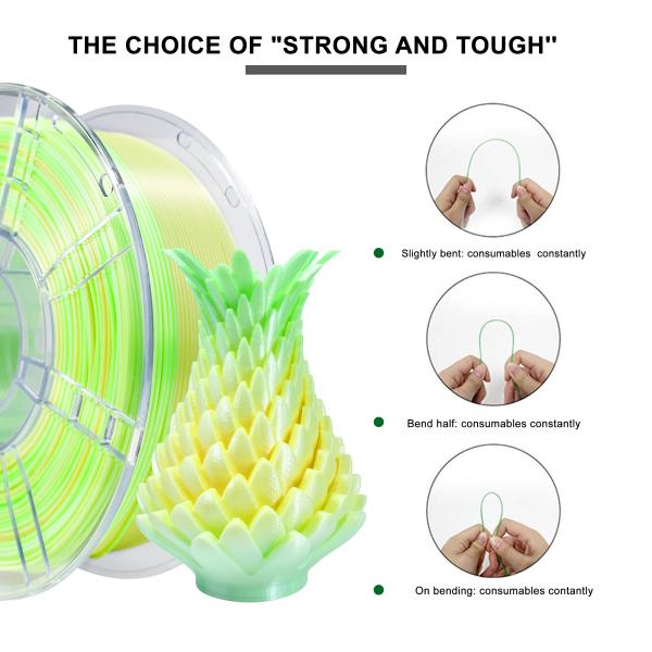 Iboss PLA Gradient Filament Silk Gradient Yellow Green White PLA+ Filament 1.75mm 3d Printing Filament