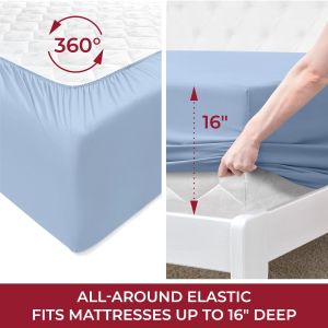 Solid Pattern Luxury 1800 Bedding Sheets Pillowcases Extra Soft Cooling Bed