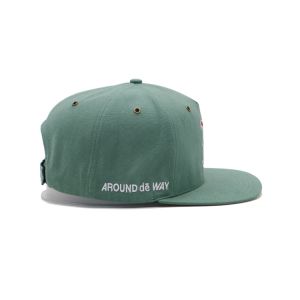 Green vintage cotton adjustable snap back blank solid color flat brim snapback