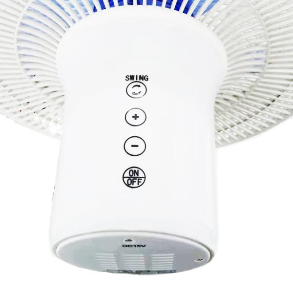 Table Rechargeable Solar Floor Fan 12V DC Plastic Mechanical White Air Cooler