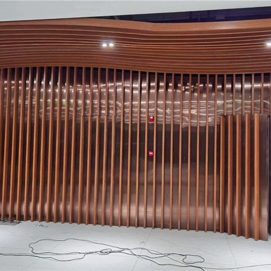 Buy Wave Baffle Aluminum Cladding Panel 3000mm Wooden Grain Finished at wholesale prices