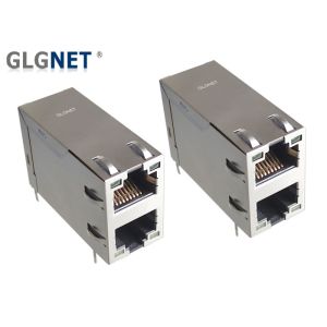 China Light Pipe 10G RJ45 Connector Modular Jack 4 Channels 2 Port Stacked Structure on sale