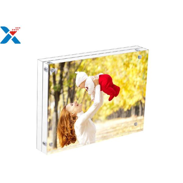 Clear Double Sided Acrylic Block Photo Frame , Acrylic Magnetic Picture Frames