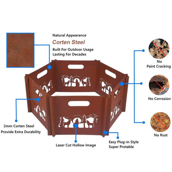 Steel Fire Pit Wood Burning Corten Steel Outdoor Rustic Finish Fire Pit