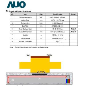 12.5 inch Industrial Touch Display with Resolution 2400*90 IPS TFT LCD Panel