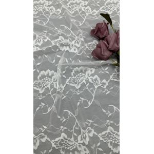 Girls White Lace Embroidered Fabric Breathe Floral Patterns Mesh Ground For Wedding Dresses