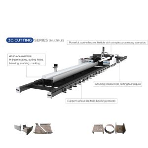 Industry 3D 5 Axis 12kw H Beam Steel Structure Fiber Laser Metal Cutting Machine