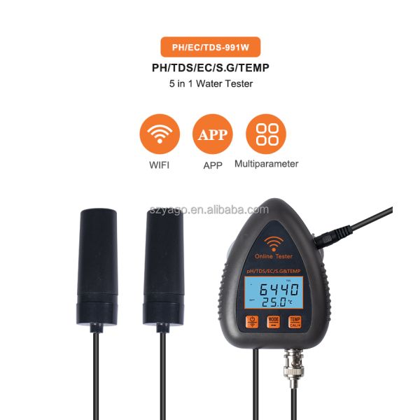 Tuya Smart WiFi Online Monitoring 5 in 1 High Accuracy Digital PH Meter with 0.00-14.00pH and 0-19900PPM Water Quality Tester