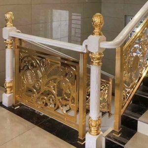 Interior Gold Staircase Railing Metal Stair Railing Aluminum Material