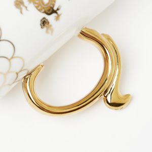 Custom Ceramic Mug Gold Handle Mug With Dragon Pattern